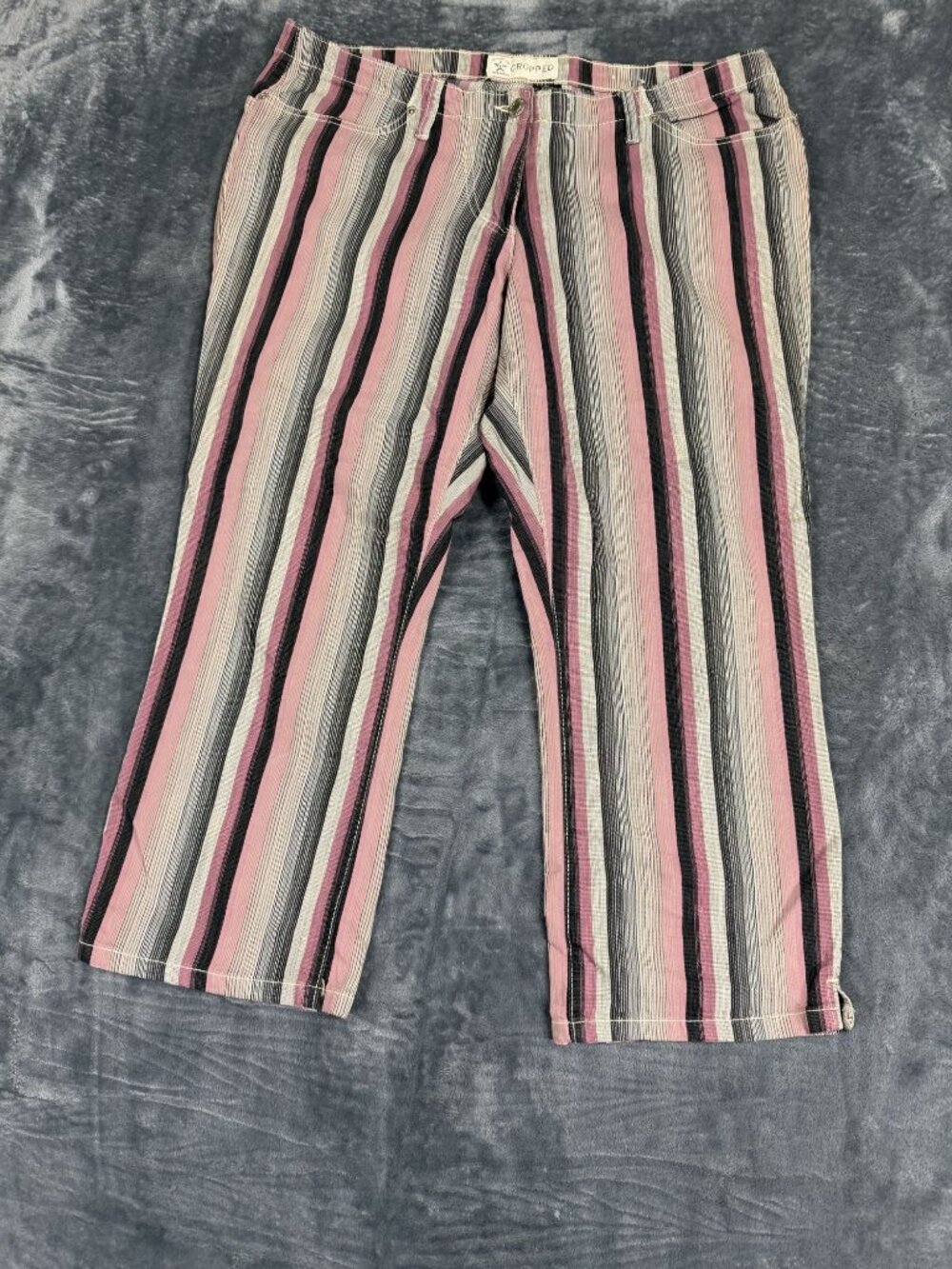 Striped Cropped Pants Multicolor Size 13 With Zippered Hem